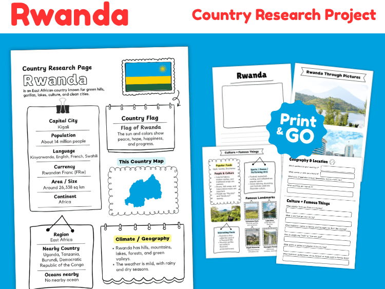 Rwanda Country Research Project | Geography & Culture Worksheets