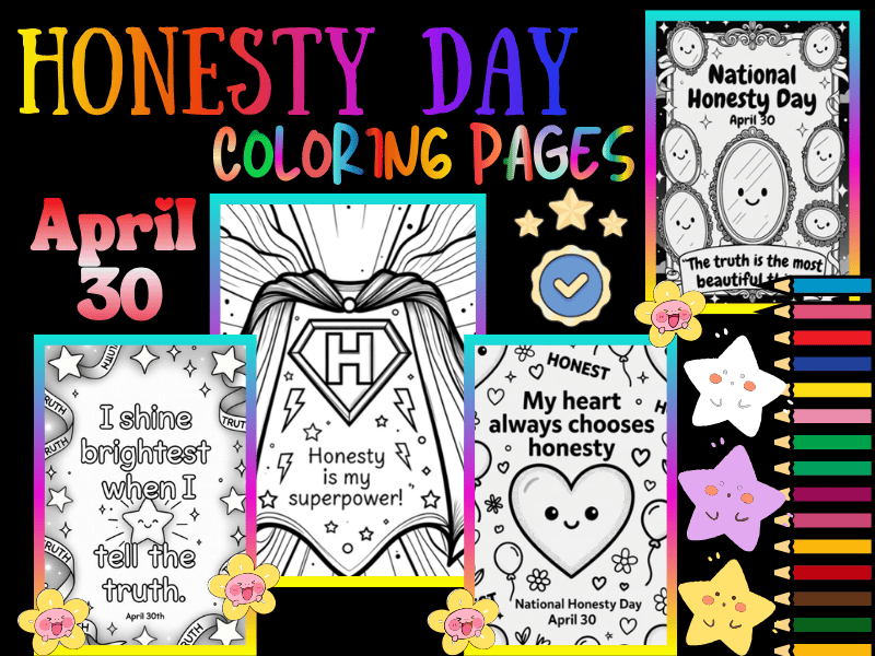 National Honesty Day April 30 | Honesty Quotes Coloring Pages for Kids NO PREP