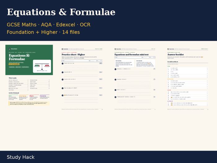 GCSE Maths Equations and Formulae Complete Topic Pack
