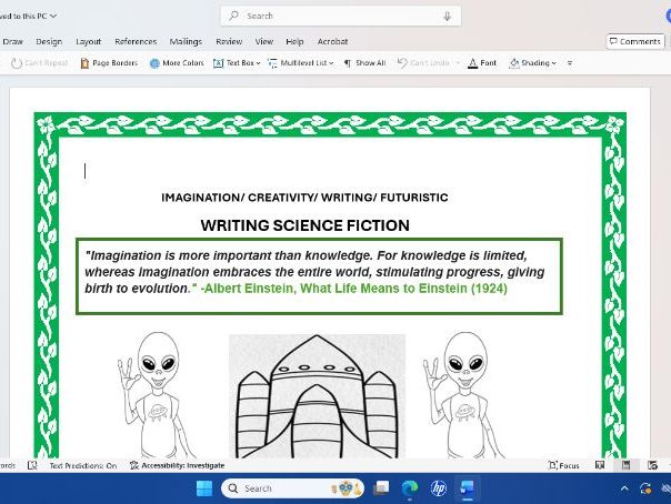 INTRODUCTION BOOKLET FOR SCIENCE FICTION WRITING