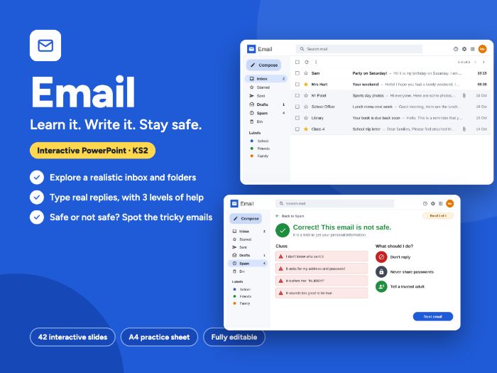 Interactive Email Skills & Online Safety Pack (KS2, KS3, KS4, Sixth Form & SEND)