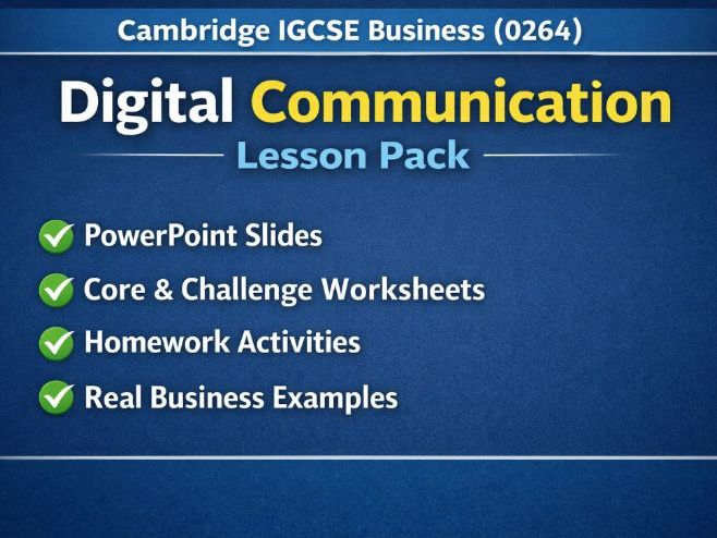 Cambridge IGCSE Business (0264) Digital Communication Lesson Pack