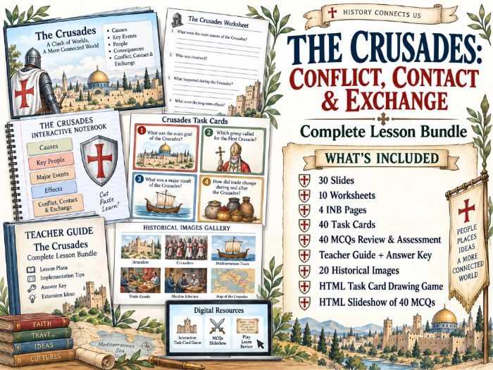 Crusades: Conflict, Contact & Exchange | Full Lesson | Slides, INB, WS