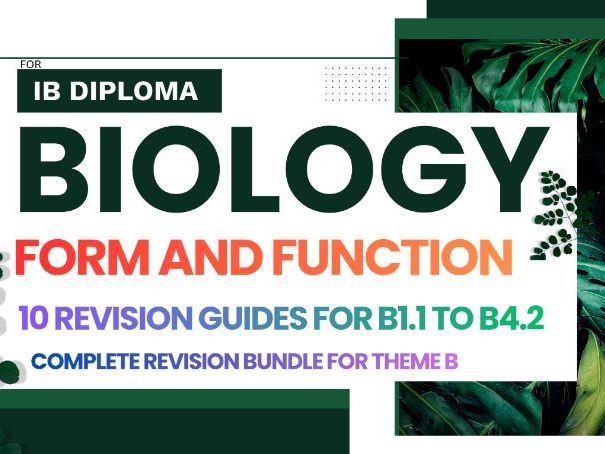 IBDP Biology Theme B Form and Function | Complete 10 Revision Guides Bundle | SL & HL |