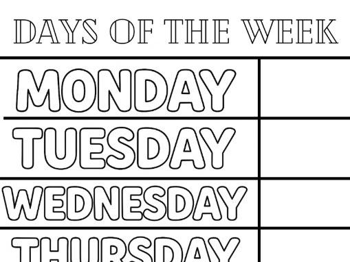 Days of the Week Colouring Page
