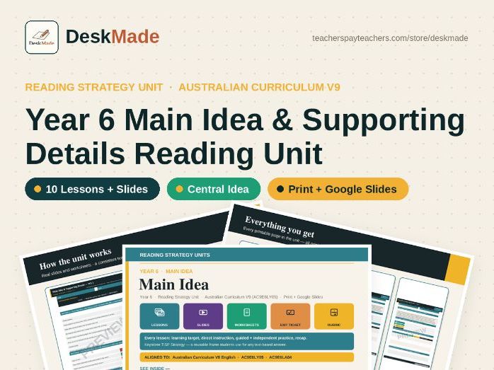 Year 6 Main Idea Reading Unit | Australian Curriculum V9
