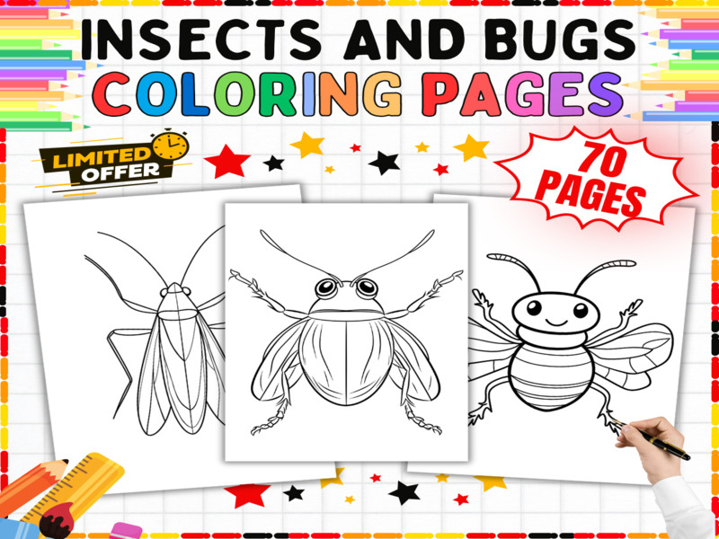 Insects and Bugs Coloring Pages for Kids | Beetles Bees Colouring Sheets | Science Theme Activity