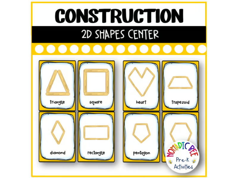 Construction Theme 'Building Shapes' Math center.