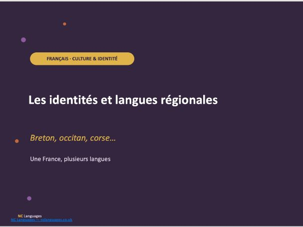 FRENCH: Les langues régionales (Cultural lesson)