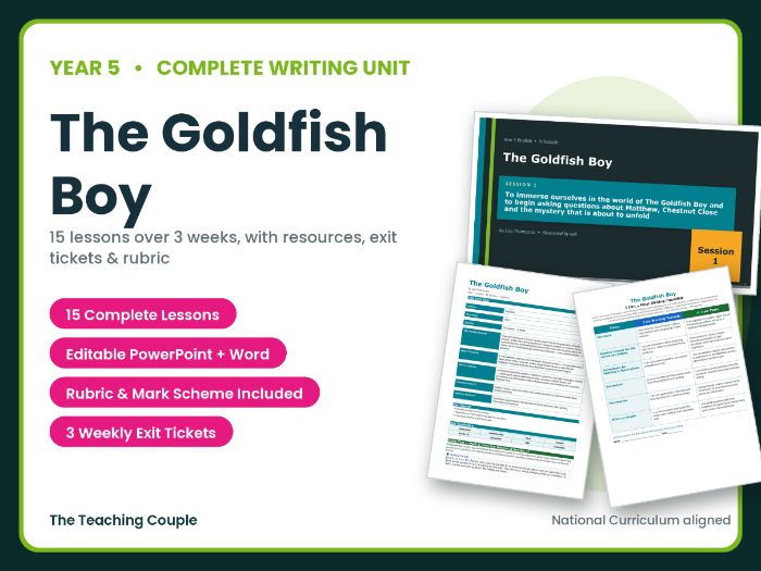 The Goldfish Boy | Year 5 English Unit | 15 Complete Lessons + Resources + Mark Scheme