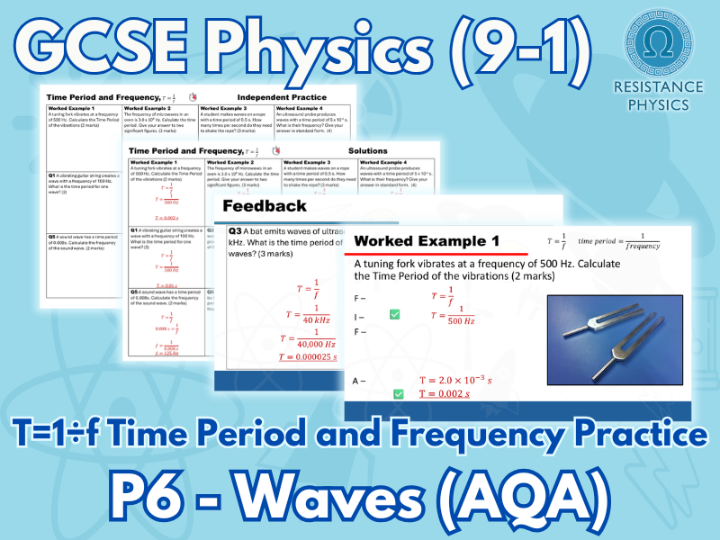 Time Period and Frequency, T=1÷f - SLOP Calculations Worksheet with Answers