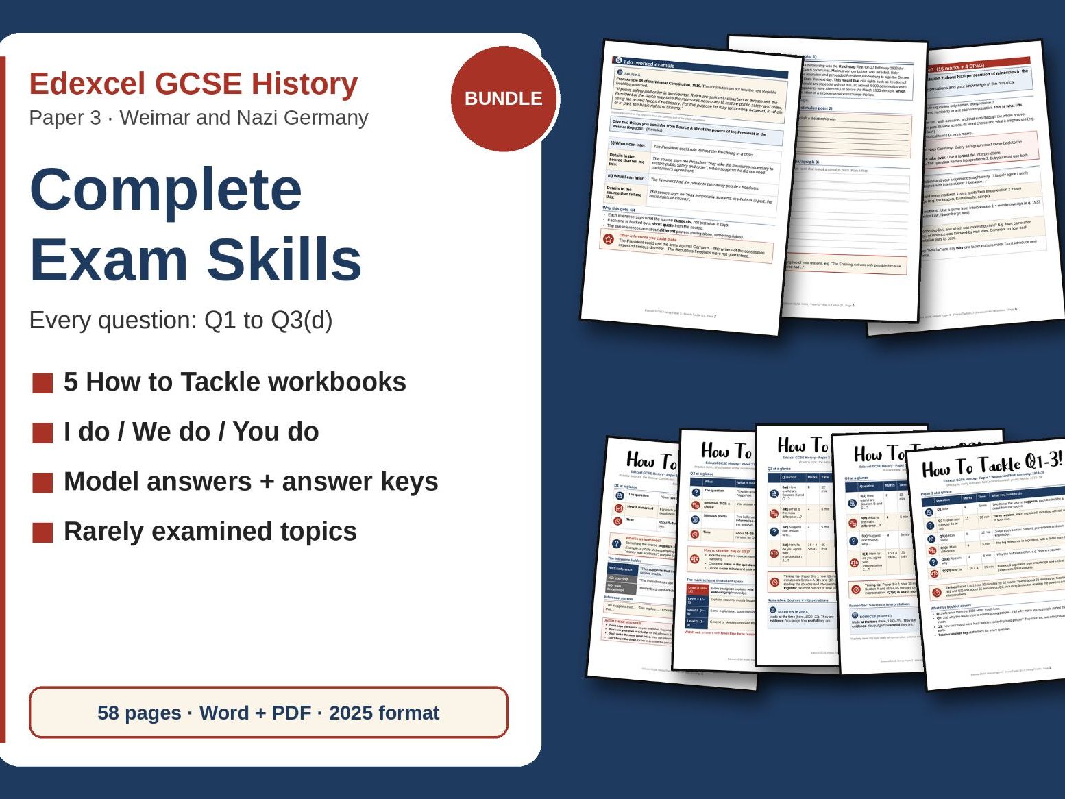 Edexcel GCSE Weimar/Nazi Germany Complete Exam Skills Bundle