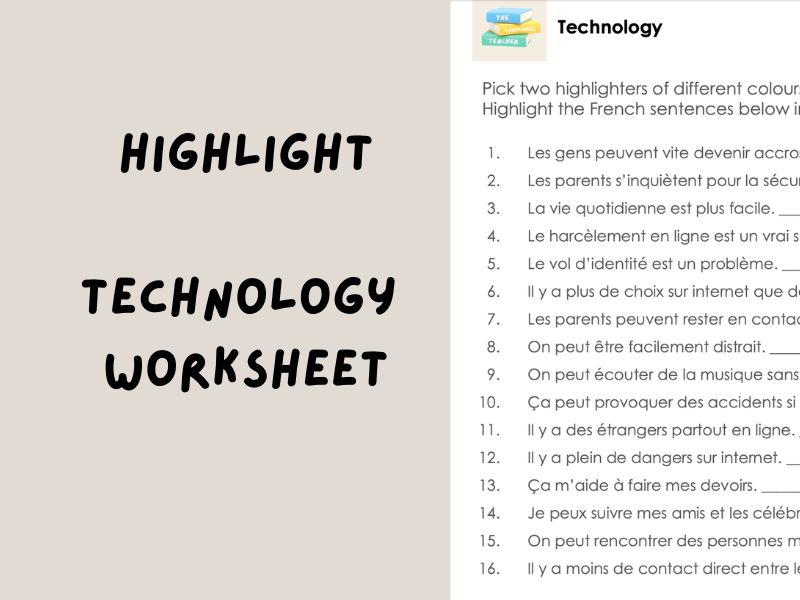 Advantages and Disadvantages of Technology | Highlight Worksheet