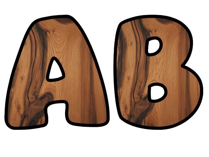 Wood Grain Natural Classroom Display | Lettering Set | Upper & Lowercase, 0-9 and Signs