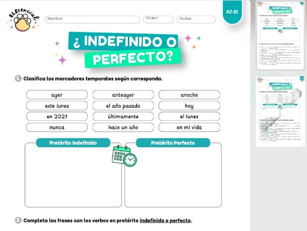 Spanish Pretérito Indefinido vs. Perfecto Worksheet