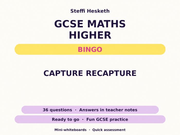 Capture Recapture GCSE Maths Higher Bingo