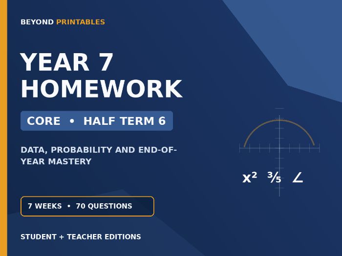 Year 7 Maths Homework | Core | Half Term 6 | Student & Teacher Booklets