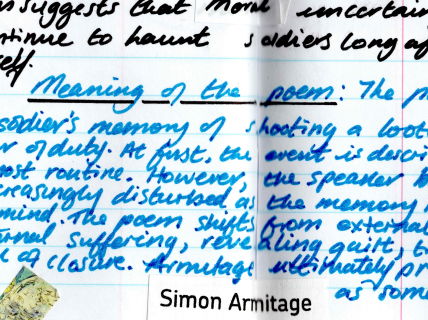Remains by Simon Armitage: Annotated Model [2xA3] Power and Conflict Poetry for Grades 7-9