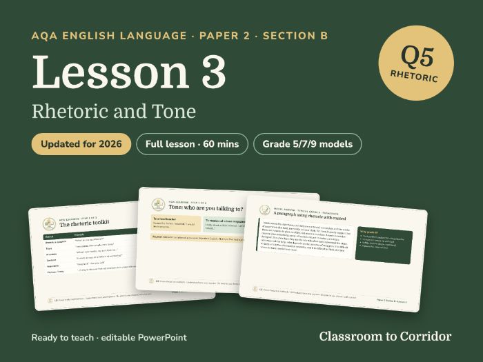 AQA GCSE English Language Paper 2 Section B Lesson 3: Question 5, Rhetoric and Tone (Updated '26)