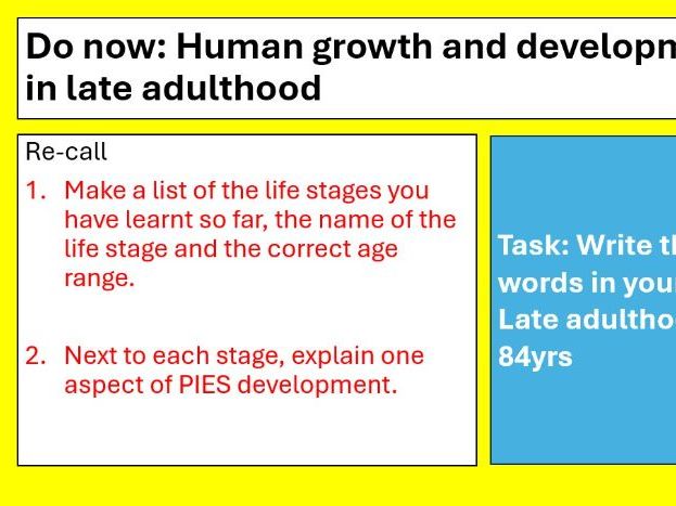 AAQ Level 3 Health and Social Care Unit 1 Human Lifespan LESSON6