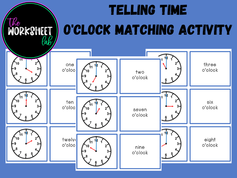 Telling Time: O'clock Matching Activity