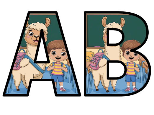 Llama Tell You About Kindergarten Kindy Lettering Set Display Title Letters Numbers Signs.