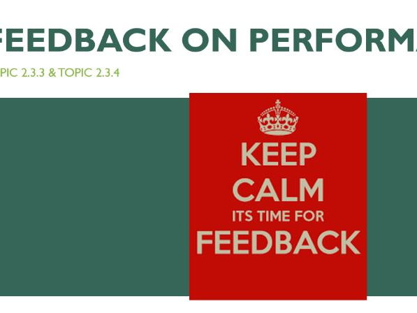 feedback to optimise performance.