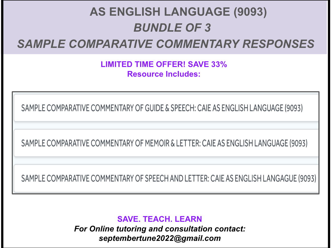 BUNDLE # 3 : SAMPLE DIRECTED WRITING AND COMPARATIVE COMMENTARY ...