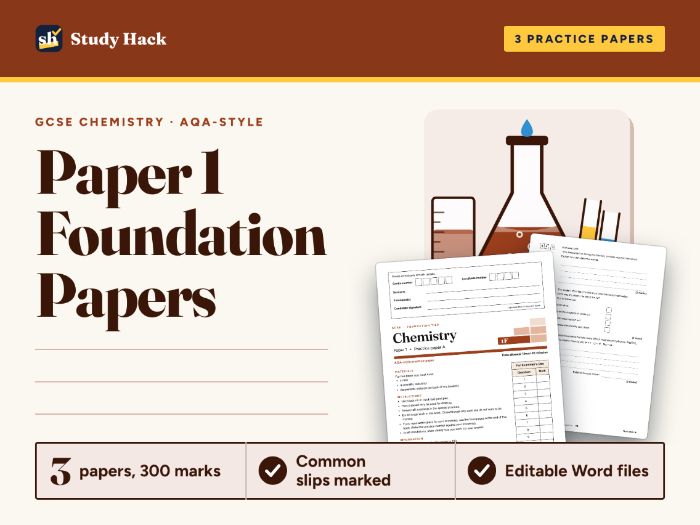 GCSE Chemistry Paper 1 Foundation: 3 Full Practice Papers with Mark Schemes (AQA-style)