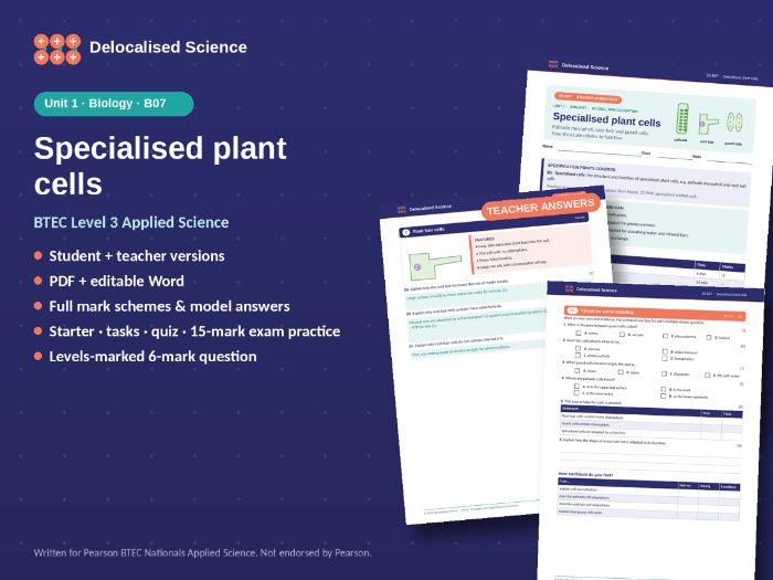 Specialised Plant Cells: Palisade, Root Hair, Guard | BTEC Applied Science