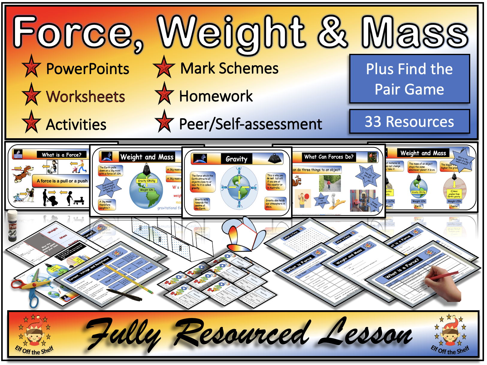 Force Weight and Mass Explained 2 Fully Resourced Lessons Plus Find the Pair Game KS3