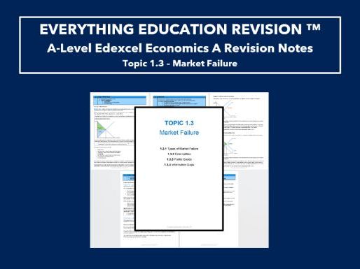 A-Level Edexcel Economics Revision Notes for Topic 1.3 – Market Failure