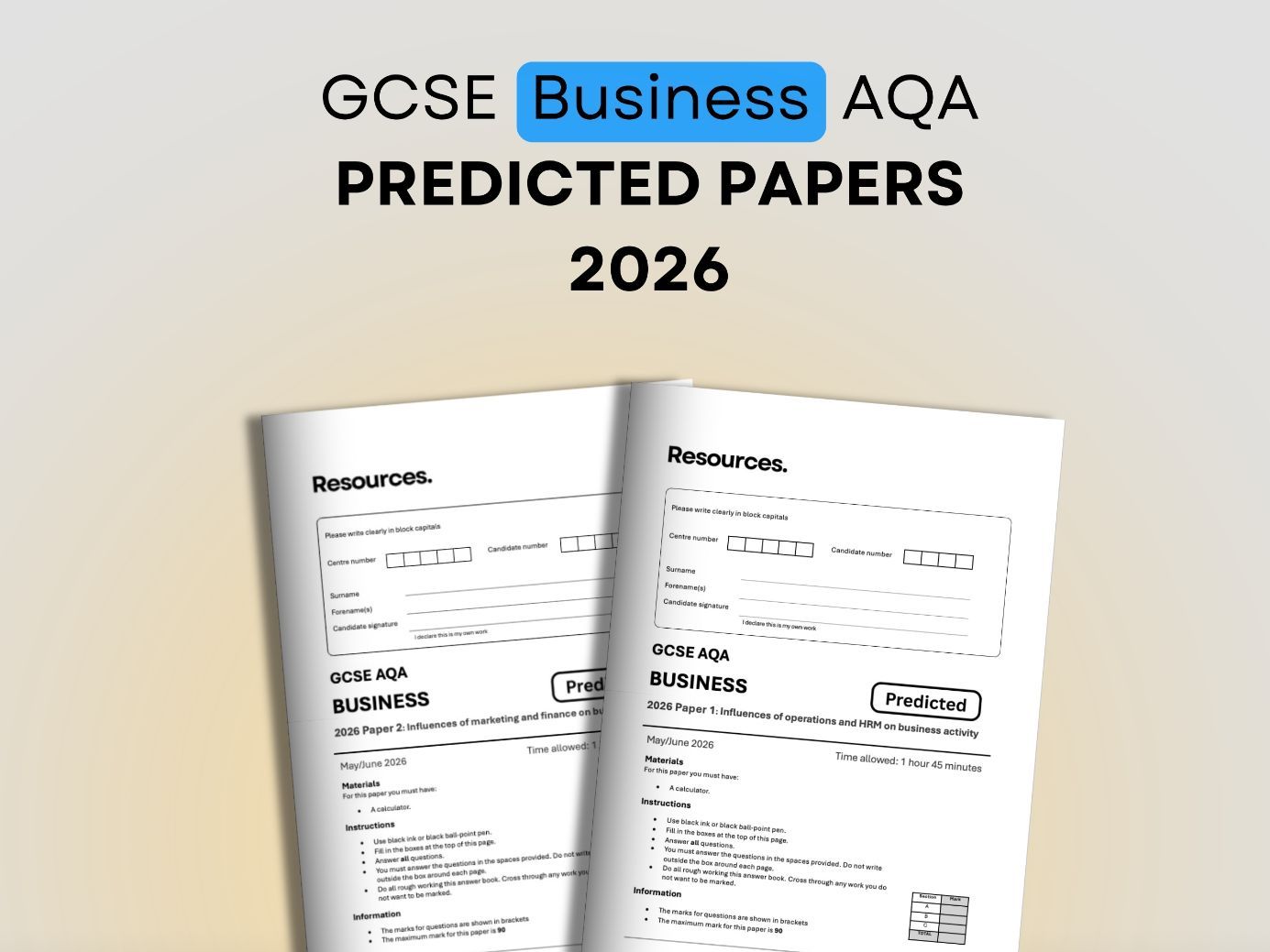Predicted Papers for 2026 GCSE Business AQA