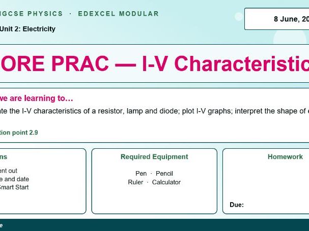 IGCSE Physics: Core Practical — IV Characteristics | Edexcel Modular | Unit 2 | L4