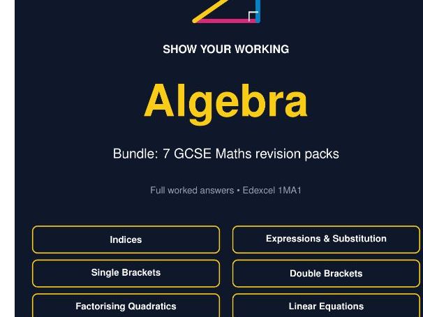 GCSE Maths Algebra Revision Bundle | 7 Packs with Full Worked Answers | Edexcel