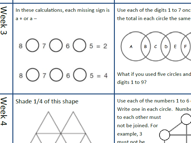 Year 3 and 4 Mathematics Challenges for every day of the Summer Holidays