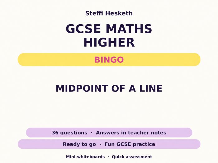 Midpoint of a Line GCSE Maths Higher Bingo