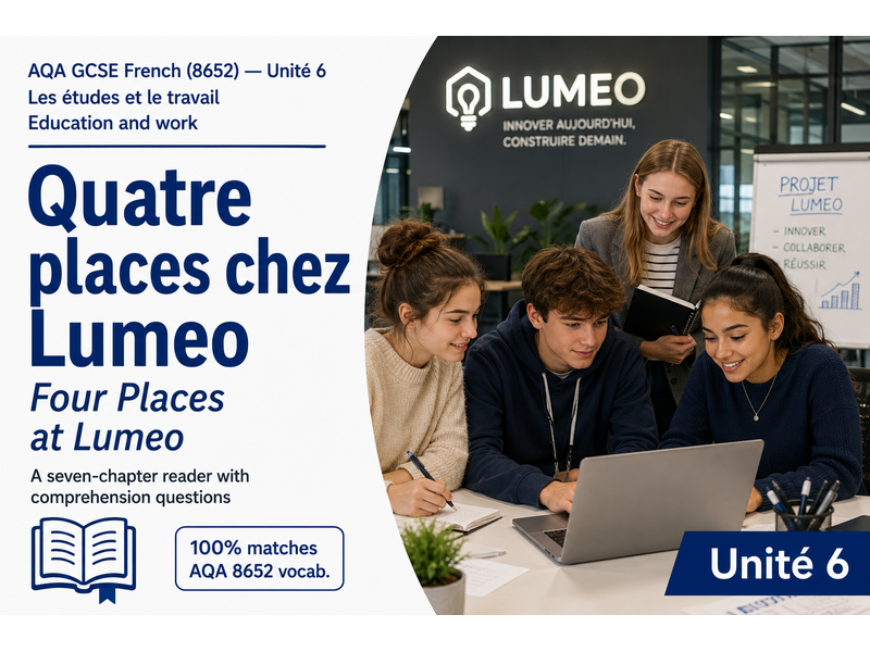 GCSE FRENCH SHORT STORY: AQA 8652 New GCSE - Education and work (People and lifestyle)