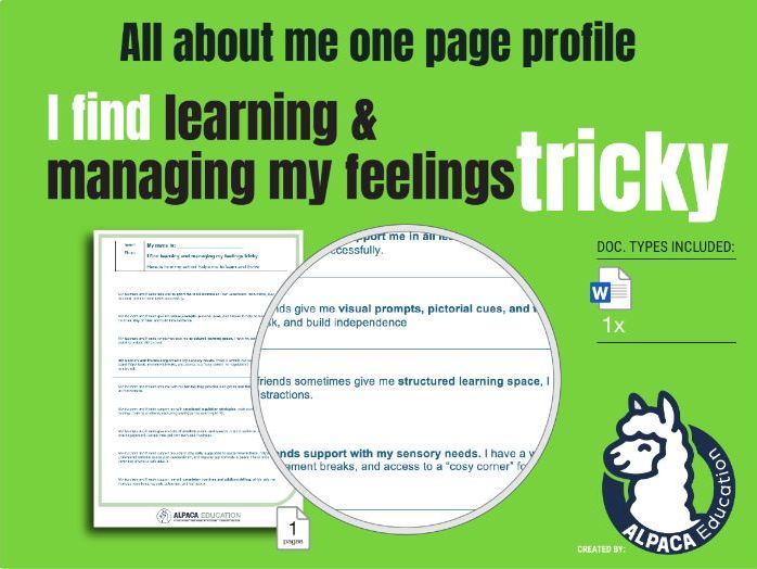 All About Me One-Page Profile – SEMH Needs