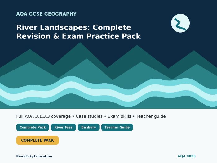 AQA GCSE Geography – River Landscapes in the UK Complete Revision & Exam Practice Pack