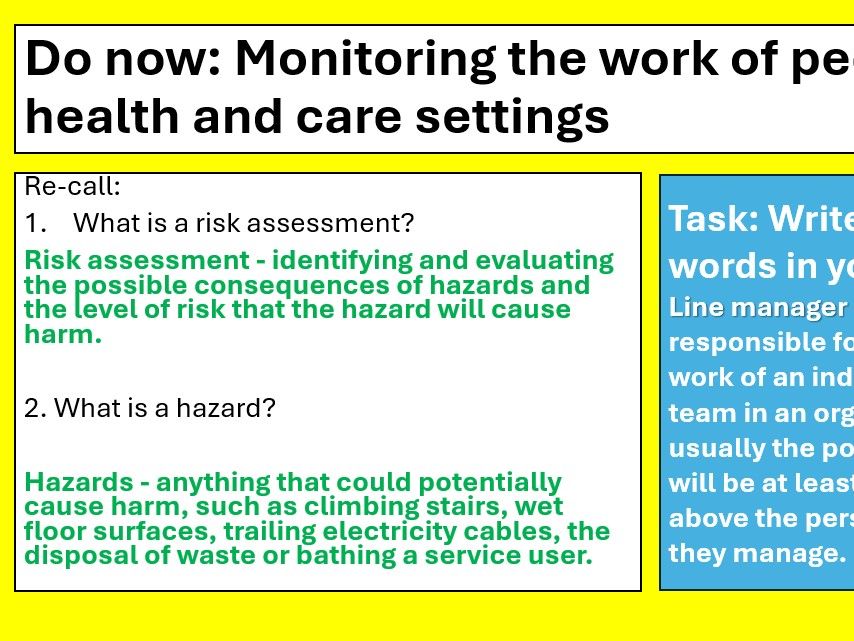 BTEC National Health and Social Care Level 3, Unit 2 Working in Health and Social CareLESSON13