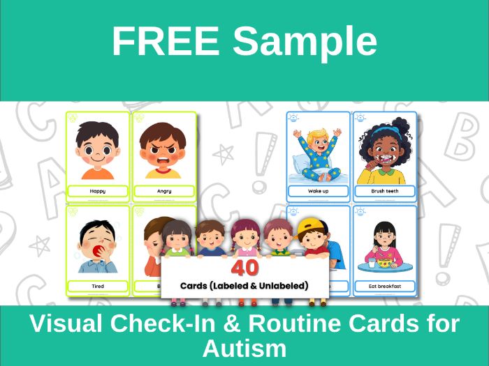 FREE Sample | Visual Check-In & Routine Cards for Autism & Special Education