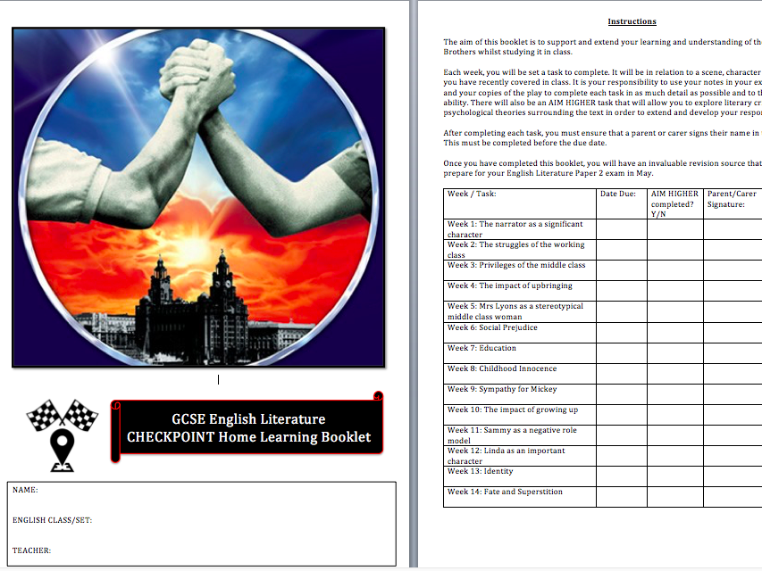 Blood brothers study guide picture