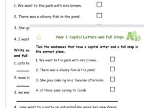 Year 1 Grammar Worksheets