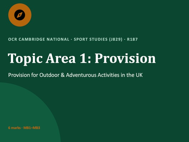 R187 TA1 Provision — Full Lesson PowerPoint | OCR Cambridge National Sport Studies (J829)