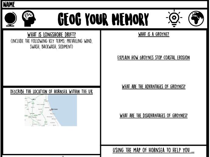 Coasts/fieldwork geog your memory sheet