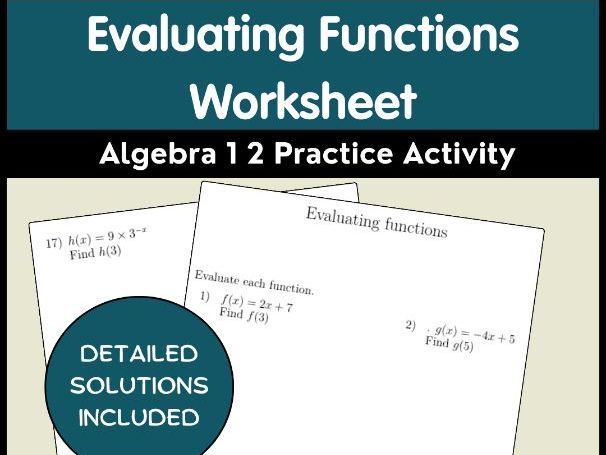 Evaluating Functions Worksheet Algebra 1 2 Practice Activity