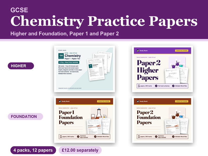 GCSE Chemistry Practice Papers: Higher and Foundation, 12 Papers (AQA-style)