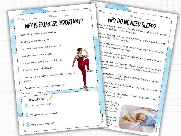 Healthy Habits Reading Comprehension (Nonfiction, 2 Levels) | ESL KS2 Health & Science