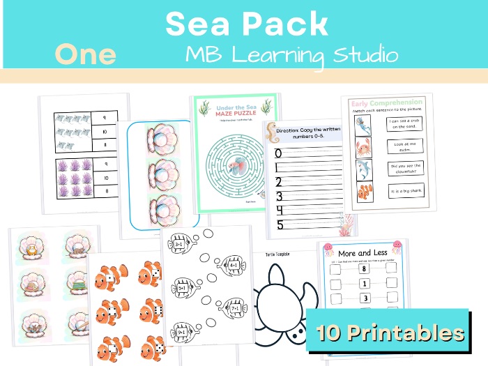Ocean learning pack - Maths, phonics and more bundle